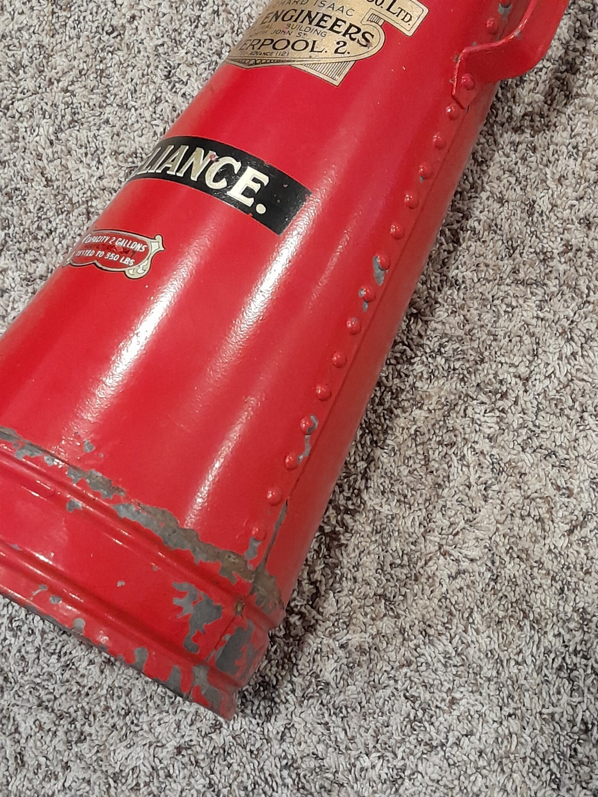 Antique Jones & Co. "Reliance" Cone Shape Soda-Acid Fire Extinguisher - mfg 1947