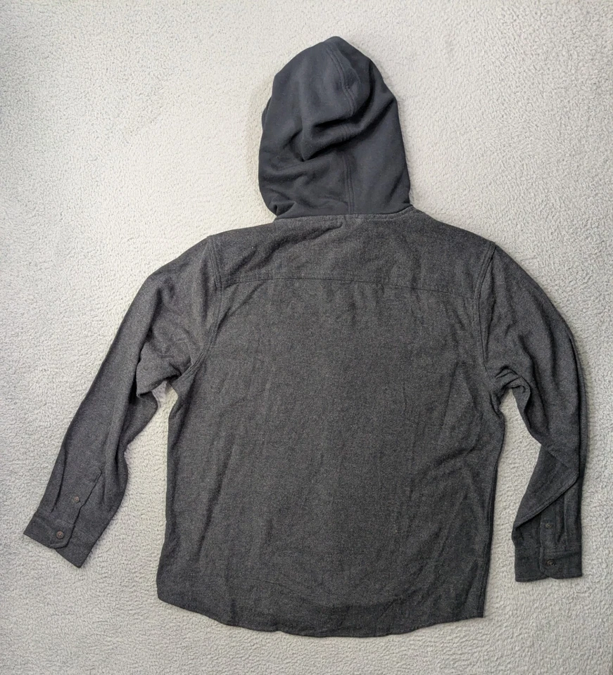 Quiksilver Flannel Hoodie Mens Large Hooded Shirt Jacket Shacket Blackish Gray - Image 2 of 4
