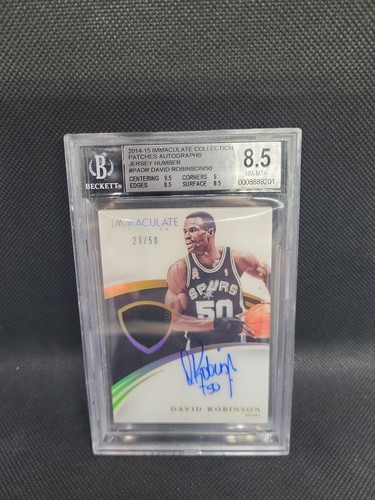 2014-15 Immaculate David Robinson Patches Jersey Number Auto /50 BGS 8.5/10