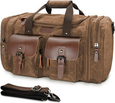 Waxed Canvas Duffle Bag - 60L Weekender Overnight Travel Bag