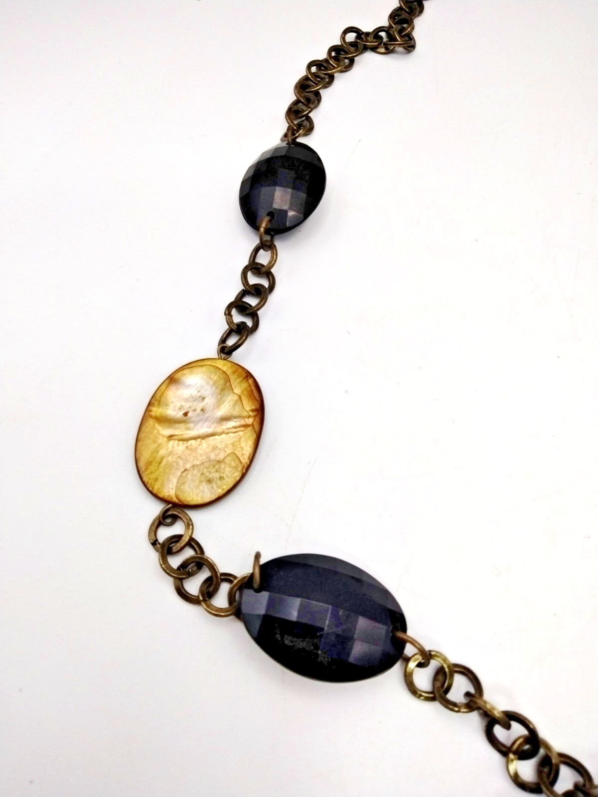 Shell & Stone Long Statement Necklace Beads Antiq… - image 4