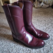 Vintage Justin Women's Burgundy Leather Western Cowboy Boots Size 5 B USA