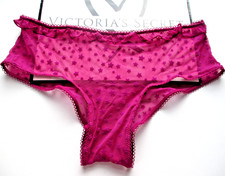 VICTORIA'S SECRET PINK Cheeky Panty VS Velvet Star S M Ruffle Mesh Purple NWT