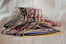 Vintage Crochet Yarn Covered Clothes Wire Hangers Granny Multi Colored Lot of 25