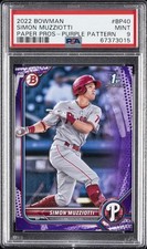 2022 BOWMAN PAPER PROSPECTS PURPLE PATTERN #BP40 SIMON MUZZIOTTI 130/199 PSA 9