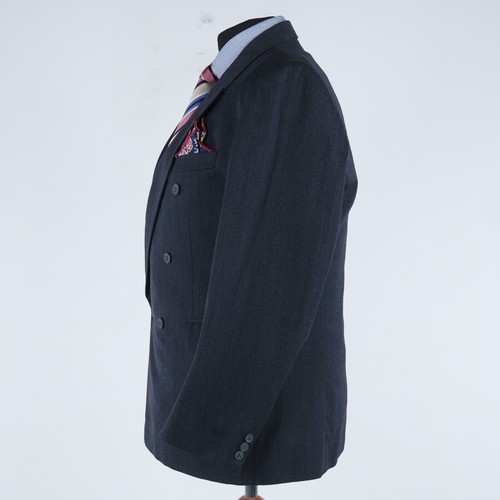 Mens Double Breasted Sport Coat 44R US Size CARLO WEERENNY Striped Blazer Jacket - Picture 5 of 13