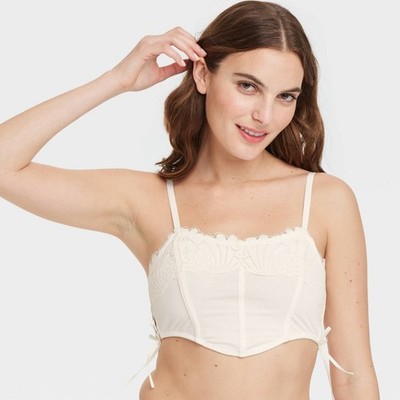 Women's Lace-Up Crochet Corset Bra - Colsie  White Medium