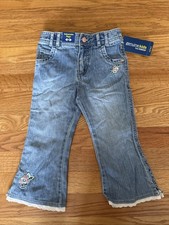 Y2K OshKosh Toddler Jeans Floral Lace Embroidered Flare 24m NWT 2004