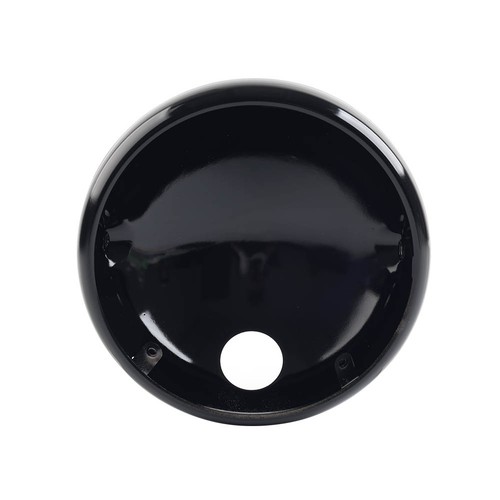 Glossy Black 7" Motorcycle Round Headlight Headlamp Housing Cover Bucket - Picture 4 of 9