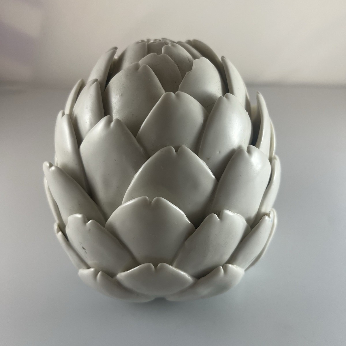 White Ceramic Artichoke Sculpture Statue Decor Centerpiece 5.5