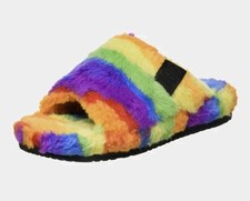 UGG x PRIDE Rainbow Fluff You Cali Collage M7 W8.5 Slipper House Shoe EUC