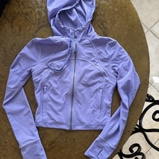 Lululemon Define Cropped Nulu Mesh Jacket Size 4 Dark Lavender Hooded Purple