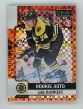 2017-18 O-PEE-CHEE PLATINUM ROOKIE RC AUTO ORANGE CHECKERS /15 JAKE DEBRUSK VAN