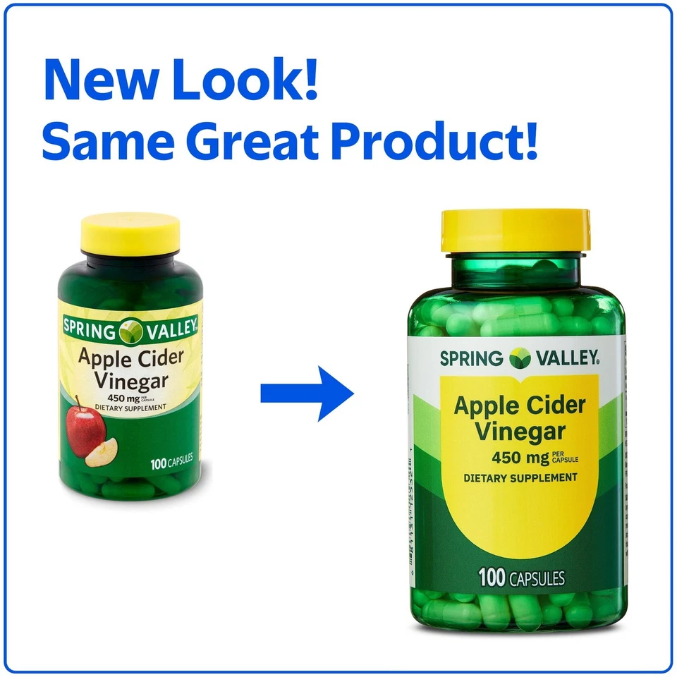 Spring Valley Apple Cider Vinegar Capsules, 450mg, 100 Count - Image 2 of 4