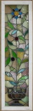 BEAUTIFUL EDWARDIAN LARGE OLD ENGLISH LEADED STAINED GLASS WINDOW 13" X 44.75"