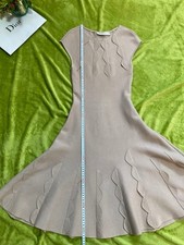 Used Christian Dior Puff Sleeve Wool Dress Size 36 Pastel Pink Length 103㎝