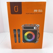 JYX Portable Karaoke Speaker JYX-S55 w/ 2 Wireless Mics LED TWS USB AUX FM REC