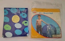 Sand N Sun 48" Inflatable Beach Ball Blow Up Opened Packaged Unused Blue Green