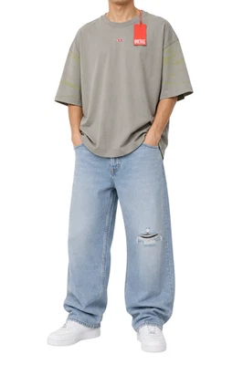 Diesel T-Boxt-R23 Hommes T-Shirt L Gris Tricot Coton Ras Très Grand Court Manche - Photo 1/4