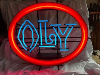 Vintage 1970s OLY Olympia Neon Bar Sign 24'' x 21'' in excellent working