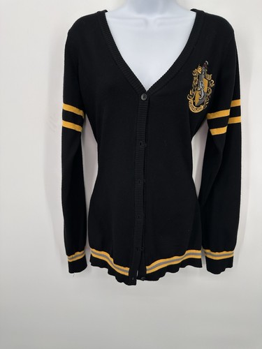 Harry Potter Hufflepuff Embroidered Cardigan Sweater 🔥 Womens Sz L! Hogwarts - Picture 3 of 9