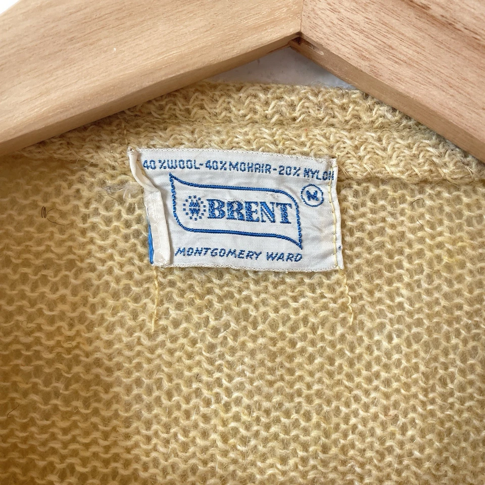 Cárdigan Suéter Mohair Lana Brent De Colección Para Hombre Amarillo Montgomery Ward Cobain S Foto 2 de 4