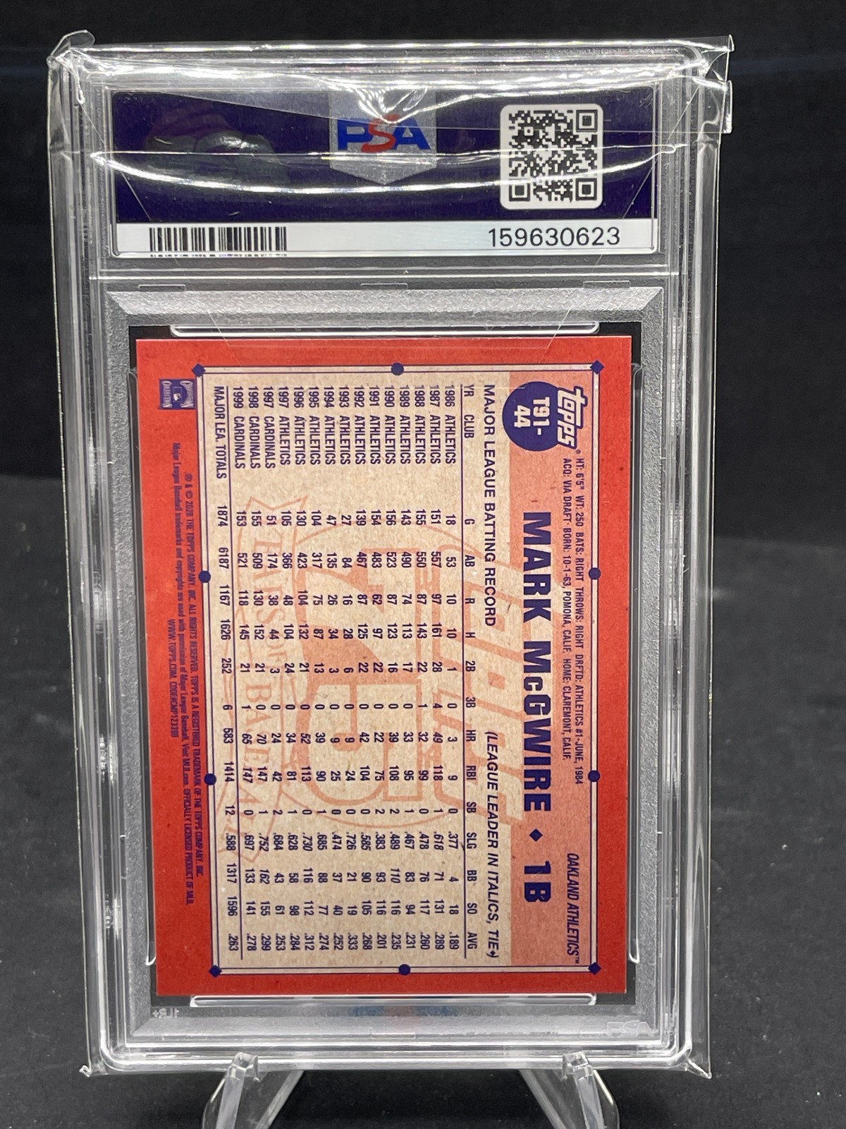2026 TOPPS MARK MCGWIRE 1991 TOPPS CRACKLEBOARD INSERT #T91-44 PSA 7 NM view 2
