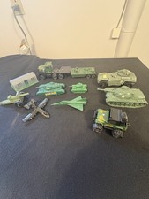 LOT of 11 Older REMCO Toy Army Tanks Truck Trailer Jeep Plane Etc