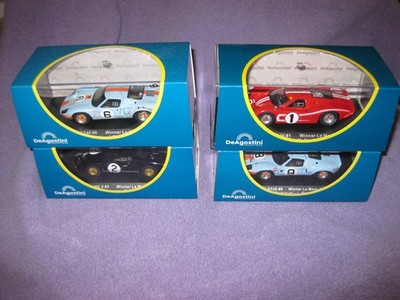 Collection of Four (4) DeAgostini 1/43 Scale Ford GT40 Diecast Model Cars