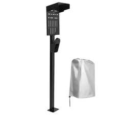 VIVO Black Electric Vehicle Charging Station Stand with Weather Protection Hood