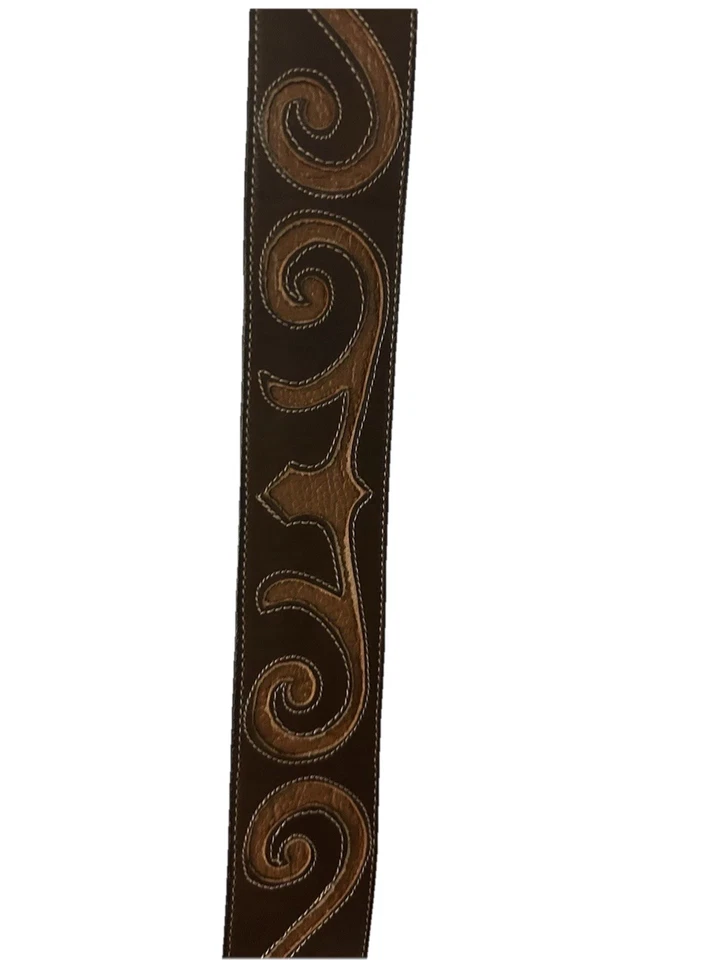 "Cinturón de cuero de dos tonos cosido/totuado hecho en Estados Unidos para mujer talla 30 de colección 2"" W" Foto 3 de 4