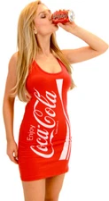 Womens Juniors Coke Coca-Cola Tunic Tank Dress Halloween Costume Cosplay