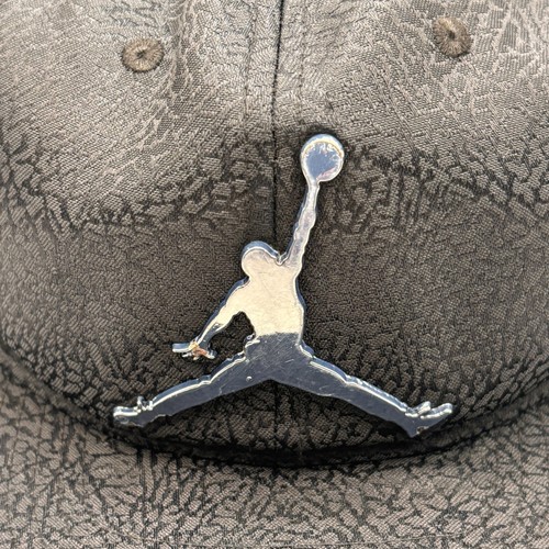 Air Jordan Jumpman Kids Youth Snapback Hat Gray Black Elephant Print Metal Logo - Picture 2 of 10