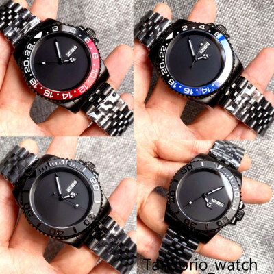 40mm Black PVD Coated 24 Jewels Japan NH36A Sapphire Crystal Automatic Men Watch