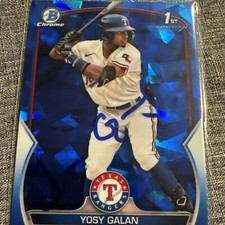 Yosy Galan Autographed 2023 Bowman Chrome Sapphire Card  Texas Rangers