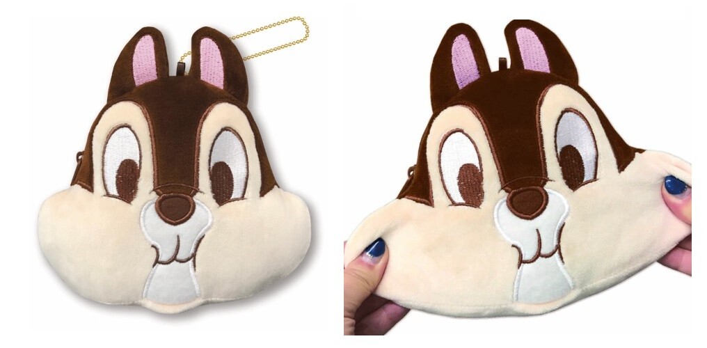 Disney Chip & Dale Chubby Cheeks Stuffed Toy Pouch Set Cute Puffy