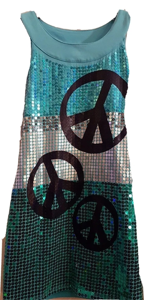 Vestido Justice Girls 12 Lentejuelas Azul Océano Playa Fiesta Boho Retro Sol Sin Mangas Foto 2 de 4