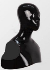 Latex Mask Attached Sleeveless Half Tops Micropore Eyes Nose Mouth No Zip 0.4mm