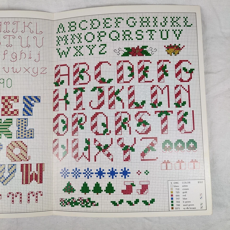 1983 Vtg Christmas Alphabets Gifts Needlepoint Cross Stitch Leisure Arts #260 - Image 3 of 4