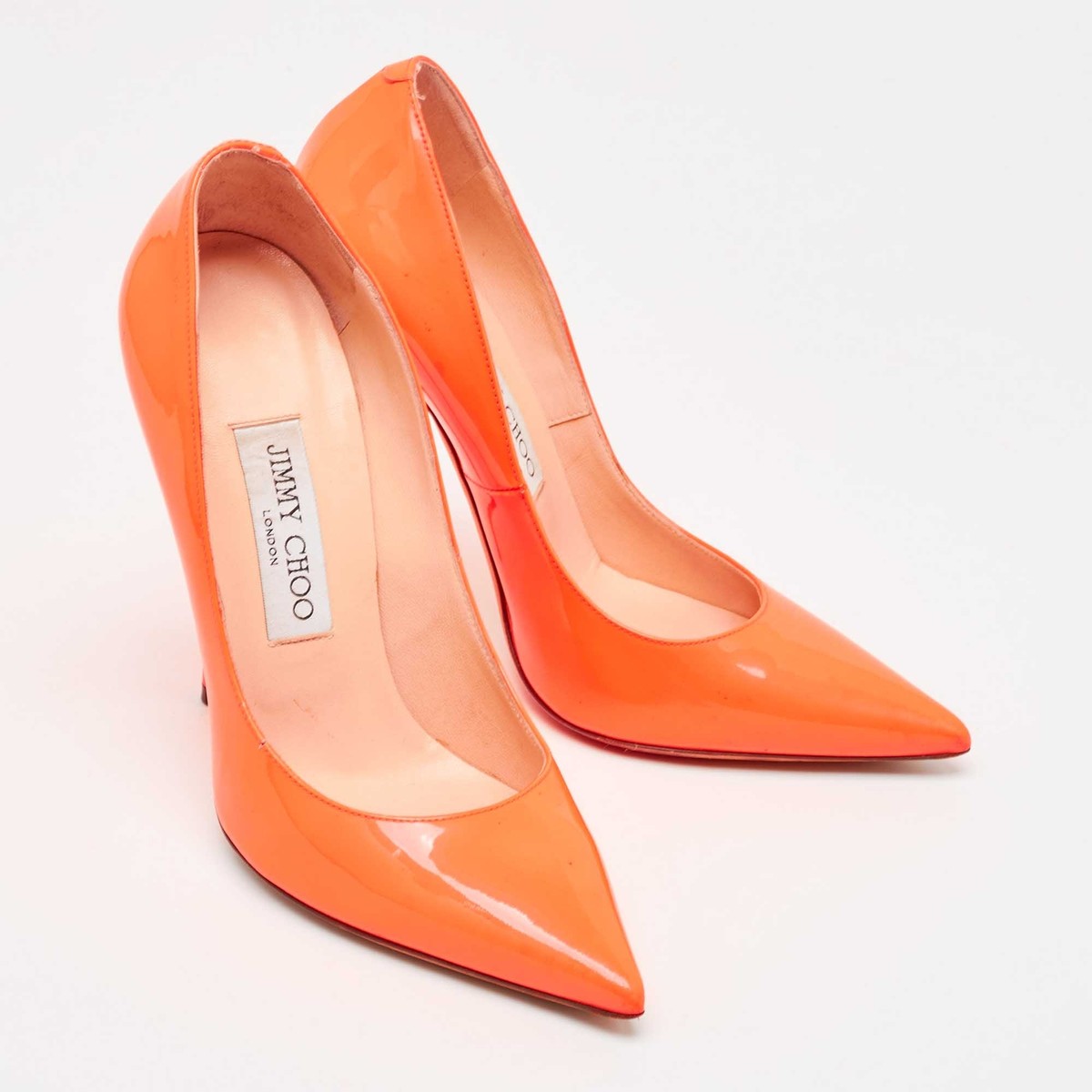 Jimmy Choo Orange Patent Leather Pointed Toe Pumps Size 37 Jimmy Choo Orange Patent Leather Pointed Toe Pumps Size 37