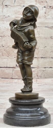 10 " Bronze Statue Marbre Base Garçon à Jouer Accordéon Inspiré Par Chiparus - Photo 1/7