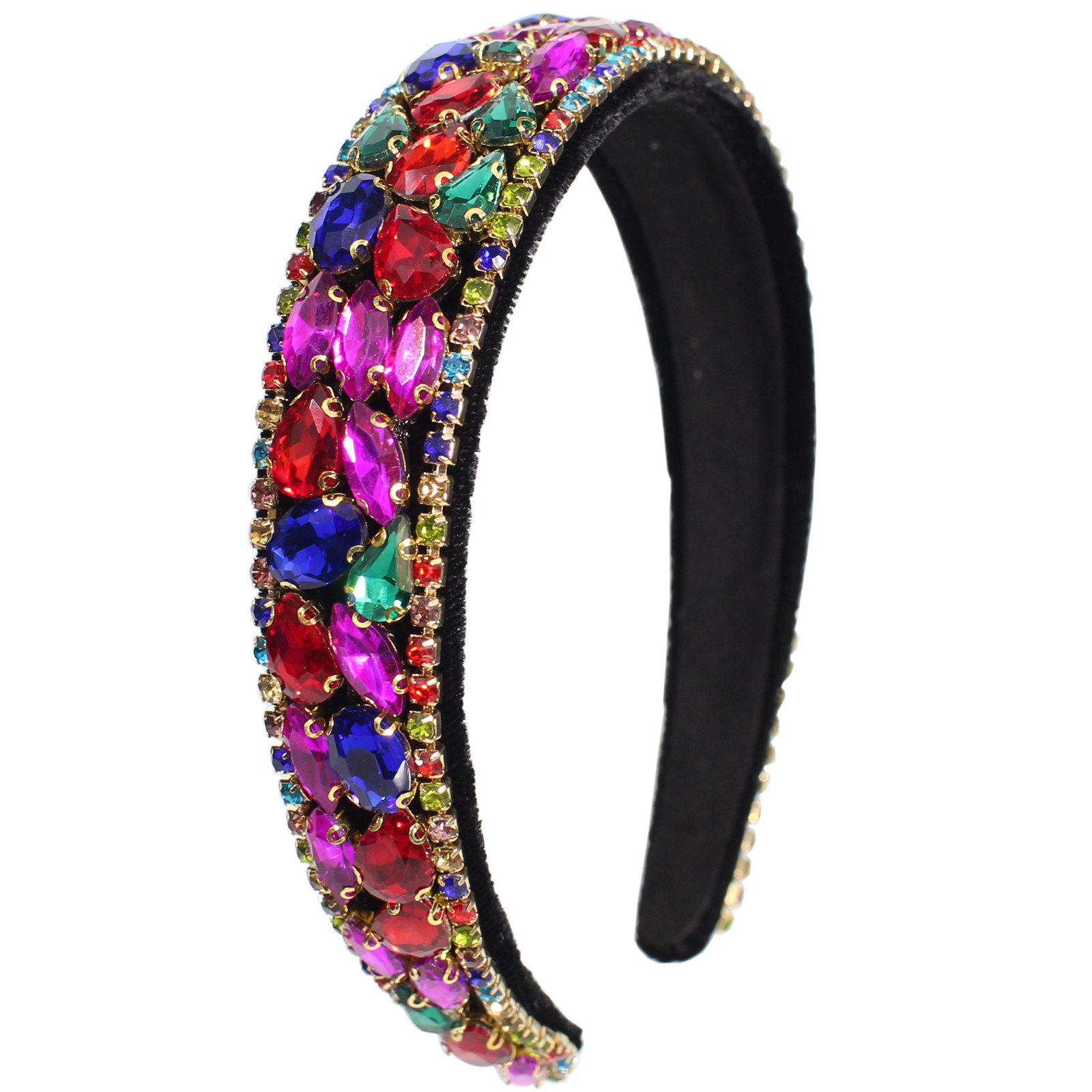Women Rhinestone Headband Bling Padded Baroque Crystal Fashion Hair Band Party 