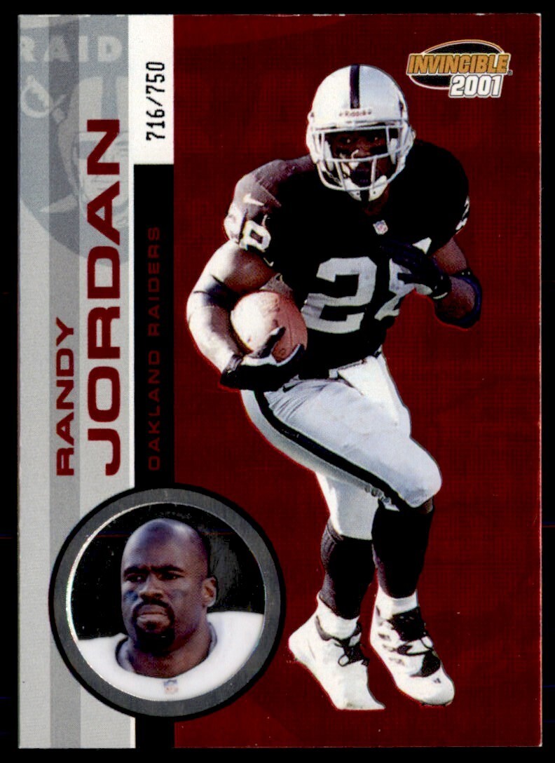 2001 Pacific Invincible Red Randy Jordan 716/750 Oakland Raiders