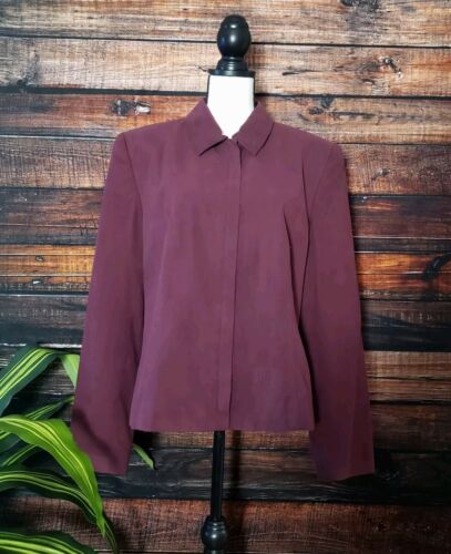 Judith Hart Collection Jacket Size 16 Full Zip Wine Burgundy Lined Womens