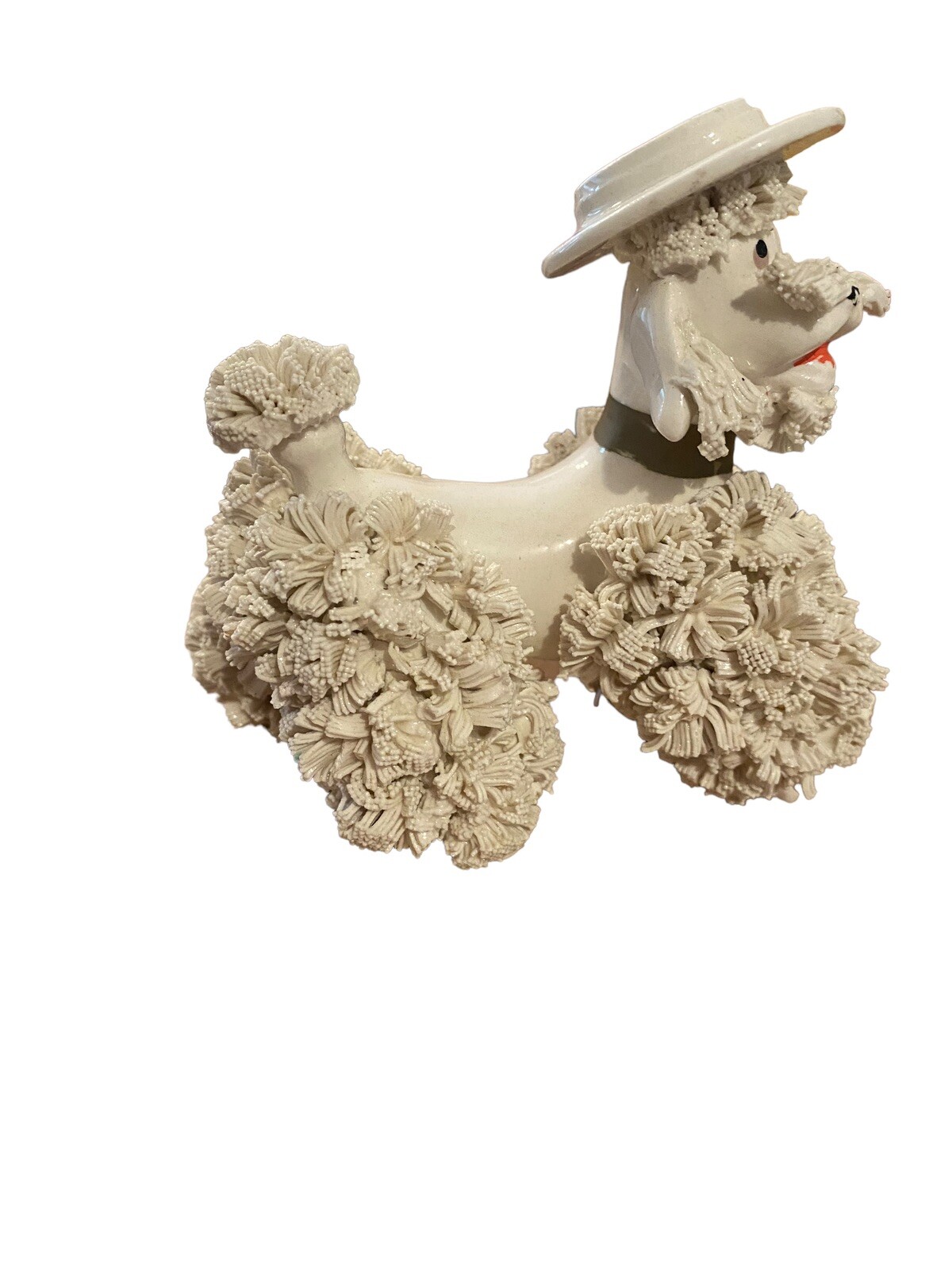 Vintage Spaghetti Poodle Dog Figurine Wearing Hat   4 7/8