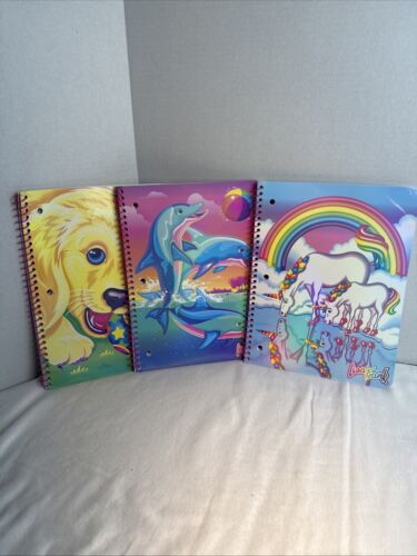 Lisa Frank 30th Birthday Lot-3 Notebooks. Unicorn ,Dog & Dolphin.
