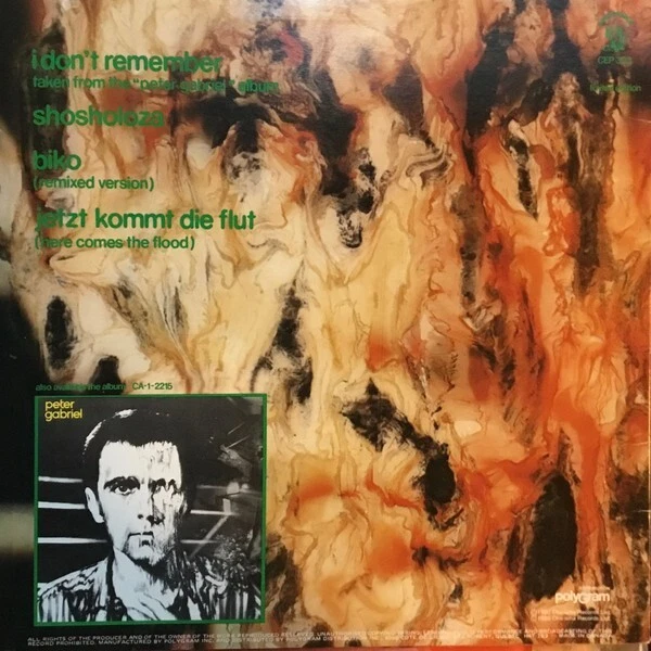 Peter Gabriel ‎– I Don't Remember (1980 Limited Edition 12" Vinyl EP) Near Mint Foto 2 de 4