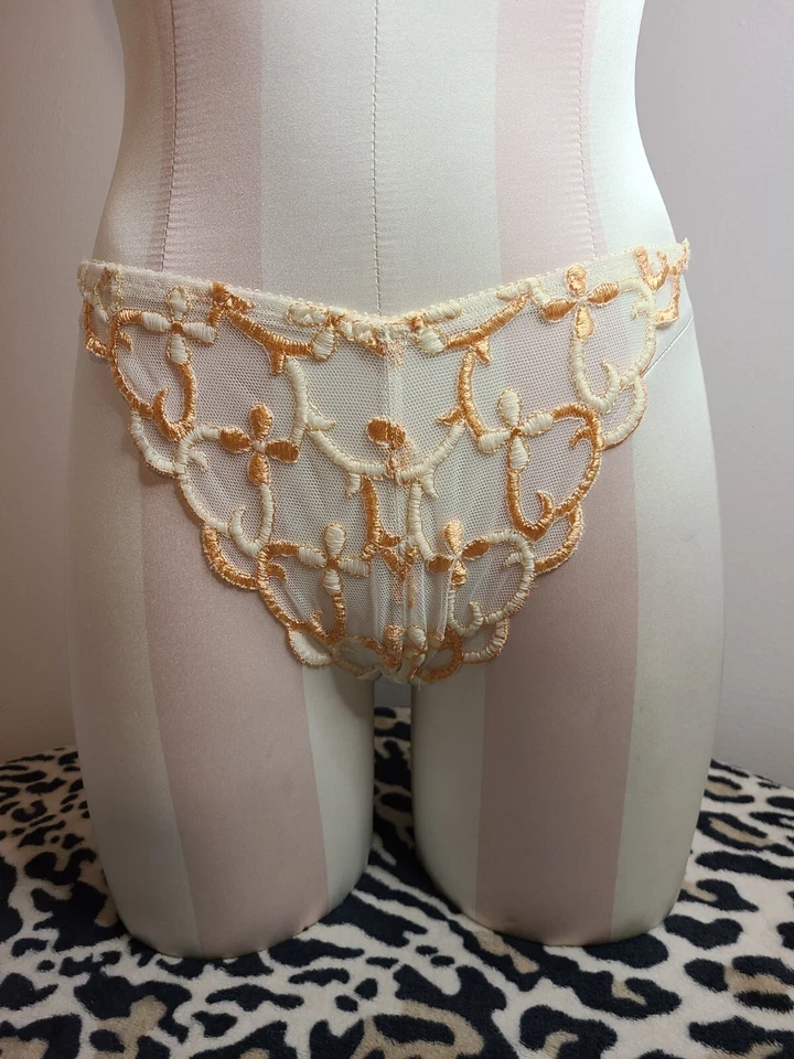 Новый винтажный '96 Victoria's Secret атласный вышитый бюстгальтер/трусики комплект 34C/ Sm - Изображение 4 из 4
