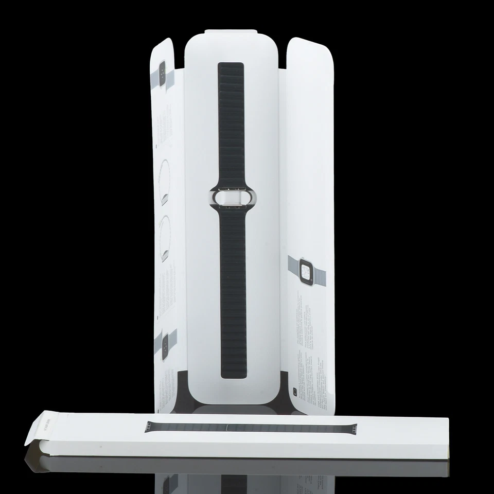 Apple iWatch 42mm 44mm 45mm 4 5 6 7 8 9 Ultra SE Leather Link Band Midnight M/L - Image 2 of 4