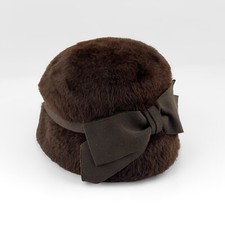 VINTAGE OLIVE MYSTERE FUR HAT MADE FOR BETMAR OF NEW YORK 7 3/8